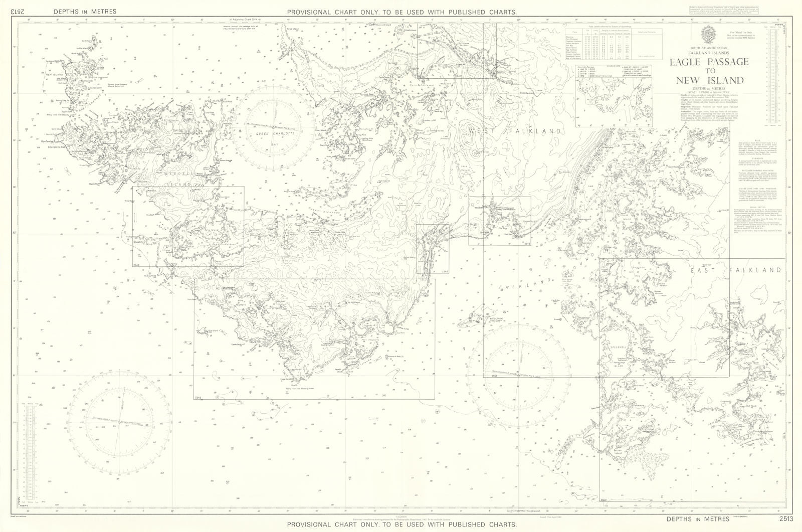 Falkland Islands Eagle Passage-New Island Admiralty chart HMS Glamorgan 1982 map
